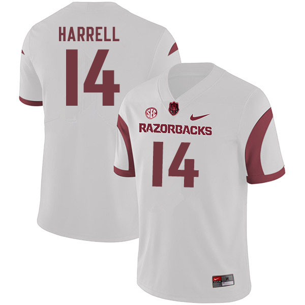Men #14 Chase Harrell Arkansas Razorbacks College Football Jerseys Sale-White